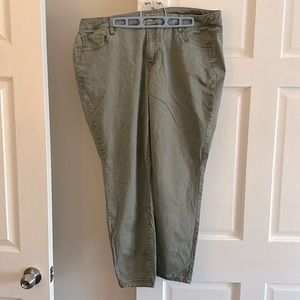 Dusty olive green skinny slacks